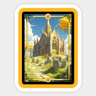 Sunlit Graveyard and Mausoleum Scene - CCG Borderless Full Art - 1st Edition Sticker